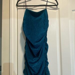 Elegant Teal Ruched Dress